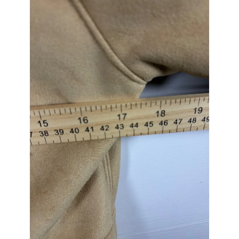 Vintage Y2K Old Navy Trench Coat Jacket Faux Suede Sherpa Lined Sz M Penny Lane - Picture 13 of 13
